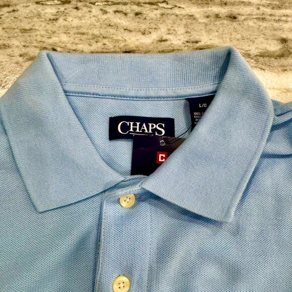 NWT CHAPS Short-Sleeved Polo Shirt Men's Light Blue Size L - Picture 4 of 4